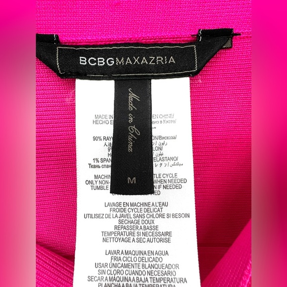 BCBGMaxazria "Simone" Neon Pink Bandage Style Mini Skirt Women's Size M Y2K - Picture 3 of 9